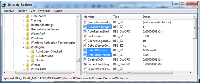 Editor del Registro de Windows
